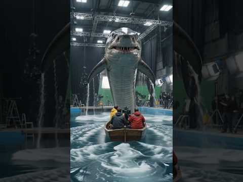 Giant Shark Attacks the Movie Crew! 🦈 #MovieBTS #shark #vfx #miniatureworld #shorts