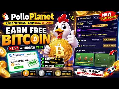 Earn FREE Bitcoin Every 30 Seconds | 🐔 PolloPlanet Review | FaucetPay Live Withdrawal Proof