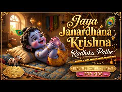 🕉️ Jaya Janardhana Krishna Radhika Pathe 🙏 | Beautiful Krishna Bhajan for Kids