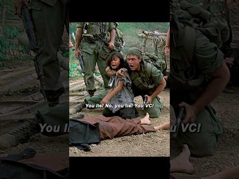 "Intense Confrontation: Soldier Threatens Child in Vietnamese Village | Platoon (1986) Scene"