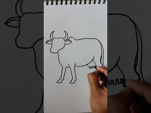 Quick simple and easy way to draw a Cow / How to draw a Cow step by step