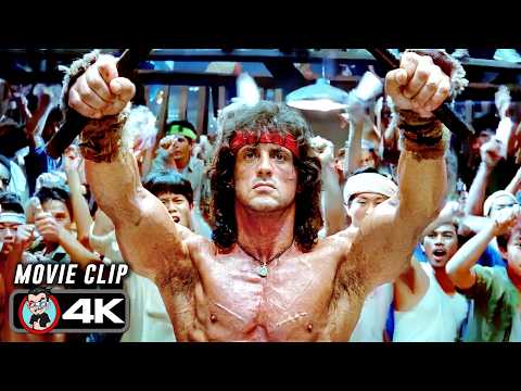 Rambo Destroys Thai Fighters Scene | RAMBO III (1988) Movie CLIP 4K