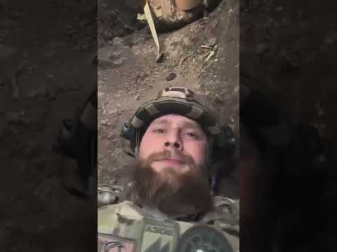 Ukrainian soldier films the moment a Russian munition hits his position.